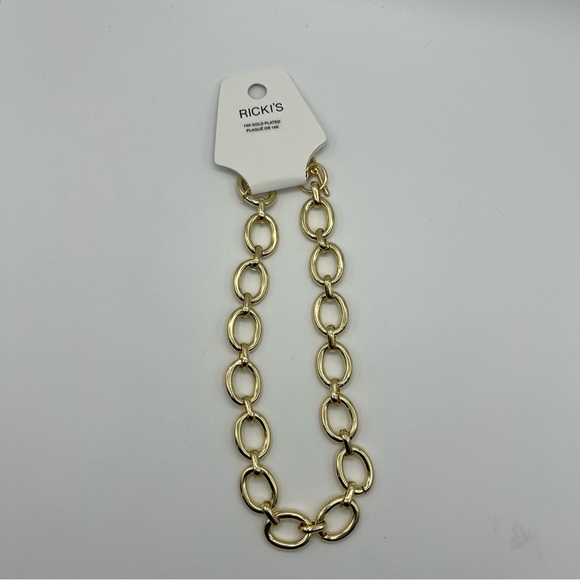NWT Ricki’s Chunky Gold Chain Necklace • 14K Gold Plated • Toggle Clasp - Picture 2 of 5